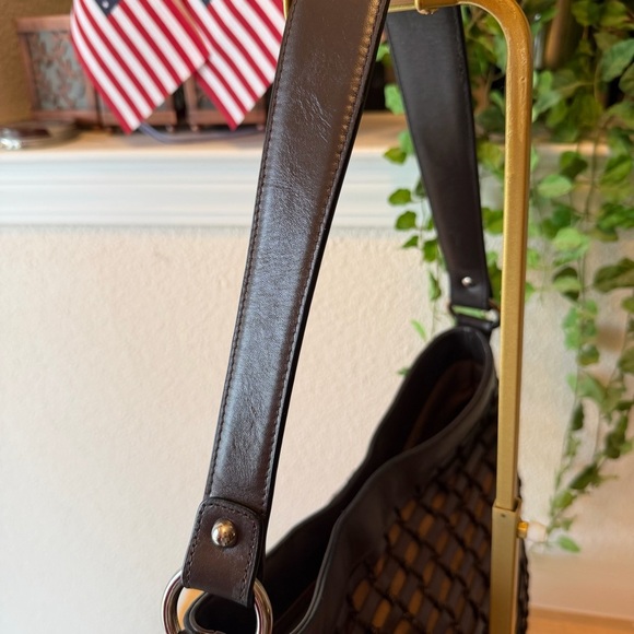 Talbots Dark Brown Leather Woven Shoulder Bag - Picture 6 of 6